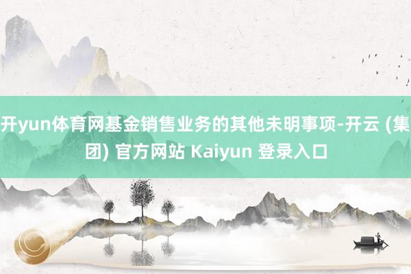 开yun体育网基金销售业务的其他未明事项-开云 (集团) 官方网站 Kaiyun 登录入口
