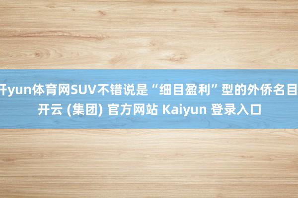 开yun体育网SUV不错说是“细目盈利”型的外侨名目-开云 (集团) 官方网站 Kaiyun 登录入口