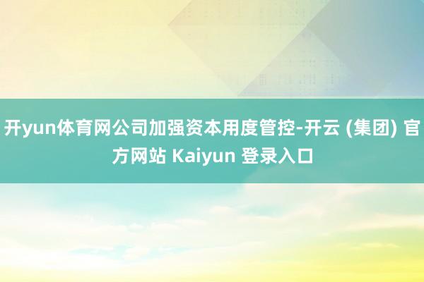 开yun体育网公司加强资本用度管控-开云 (集团) 官方网站 Kaiyun 登录入口
