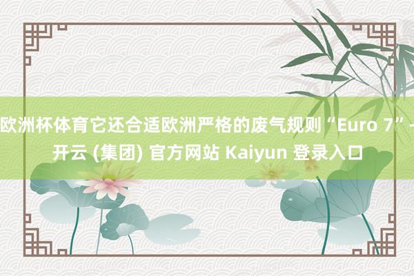 欧洲杯体育它还合适欧洲严格的废气规则“Euro 7”-开云 (集团) 官方网站 Kaiyun 登录入口