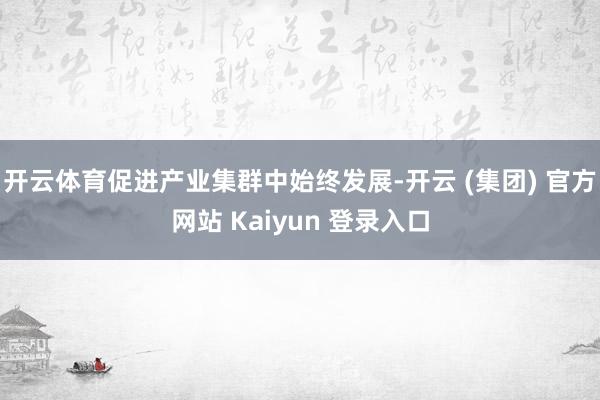 开云体育促进产业集群中始终发展-开云 (集团) 官方网站 Kaiyun 登录入口