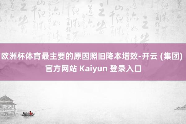 欧洲杯体育最主要的原因照旧降本增效-开云 (集团) 官方网站 Kaiyun 登录入口