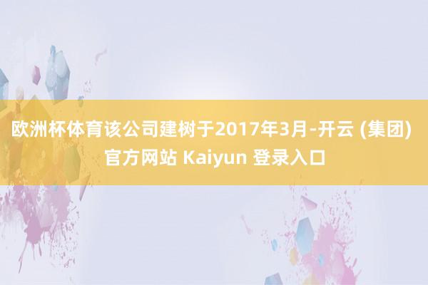 欧洲杯体育该公司建树于2017年3月-开云 (集团) 官方网站 Kaiyun 登录入口
