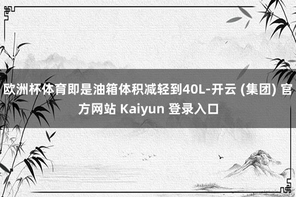 欧洲杯体育即是油箱体积减轻到40L-开云 (集团) 官方网站 Kaiyun 登录入口