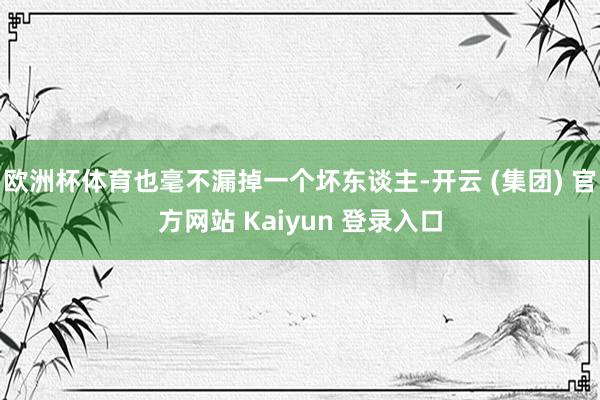 欧洲杯体育也毫不漏掉一个坏东谈主-开云 (集团) 官方网站 Kaiyun 登录入口