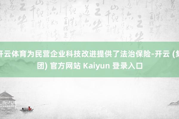 开云体育为民营企业科技改进提供了法治保险-开云 (集团) 官方网站 Kaiyun 登录入口